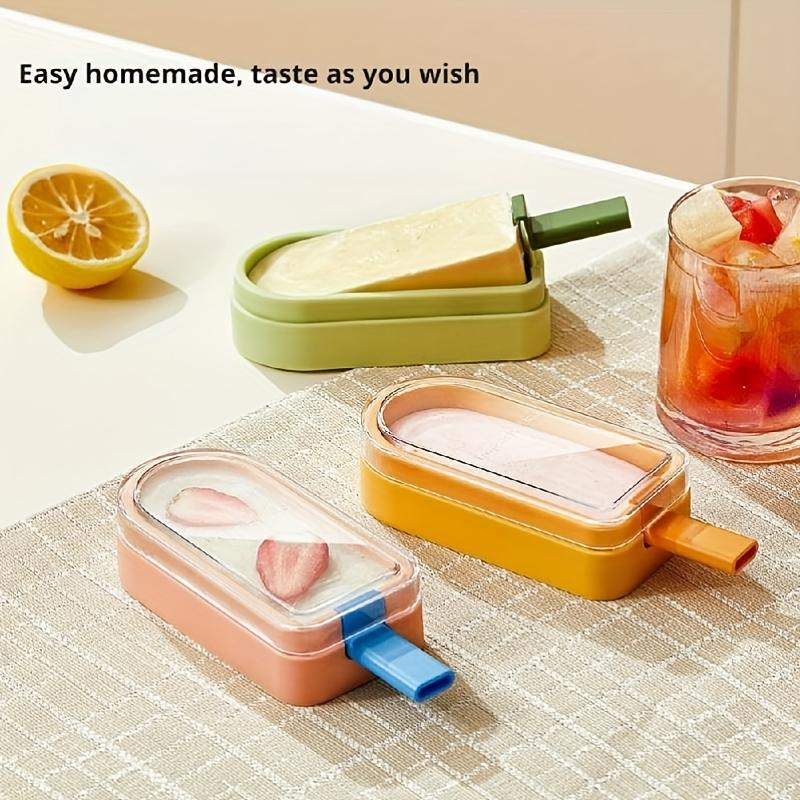 4pcs Silicone Popsicle Molds, Homemade Popsicle Mold Set, BPA Free Ice Cream Maker, 4pcs Reusable