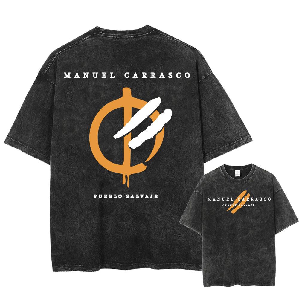 Rapper Manuel Carrasco Salvaje Tour  T Shirts Fashion Hip Hop Retro Washed Tshirt Men Women Cotton Casual Oversized T Shirt