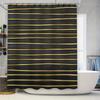 Tenda Doccia Lusso Nera a Strisce Dorate per Arredo Bagno Design Moderno Tessuto Impermeabile con Anelli Ganci