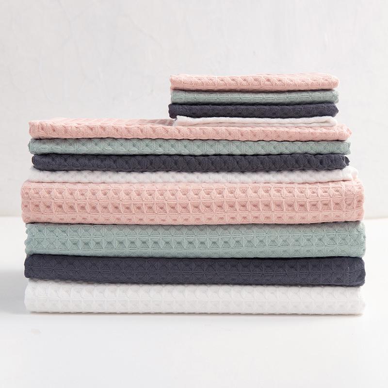 Badetuch-Set aus reiner Baumwolle mit Waffelmuster – 3-teilige, saugfähige Geschenkbox