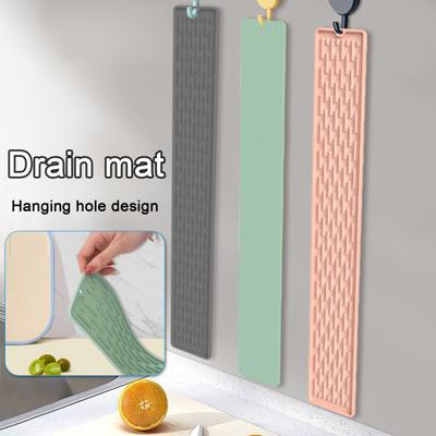 Silikon Drenaj Matı Kaymaz Oluklar Hızlı Kuruyan Mutfak Lavabosu Koruma Pedi Gıda Sınıfı Güvenli