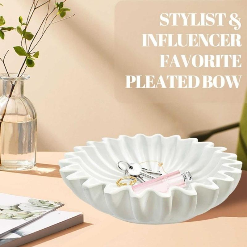 Sancks Serving Dish Artistic Scalloped Resin Decorative Bowl For Living Room Bedroom Storage And Display