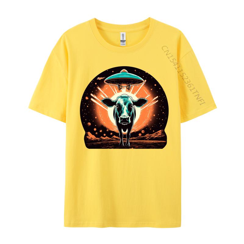 Cosmic Cows Tshirt New Design Graphic Cotton T Shirt For Men Novelty Top Blouse For Autumn Cream T Shirt