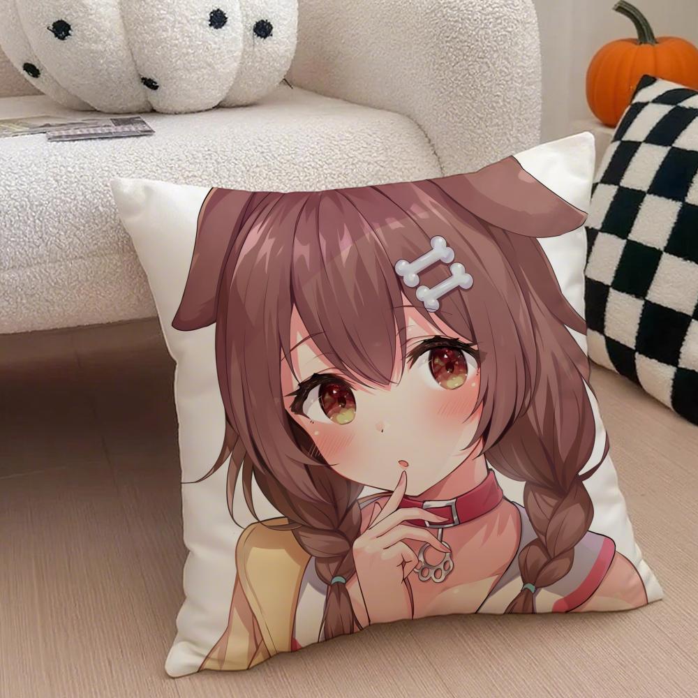 Playful Cute Japanese VTuber IINUGAMI KORONE Cushion Cover Throw Pillow Cover Hidden Button Durable Polyester Chair Cushion