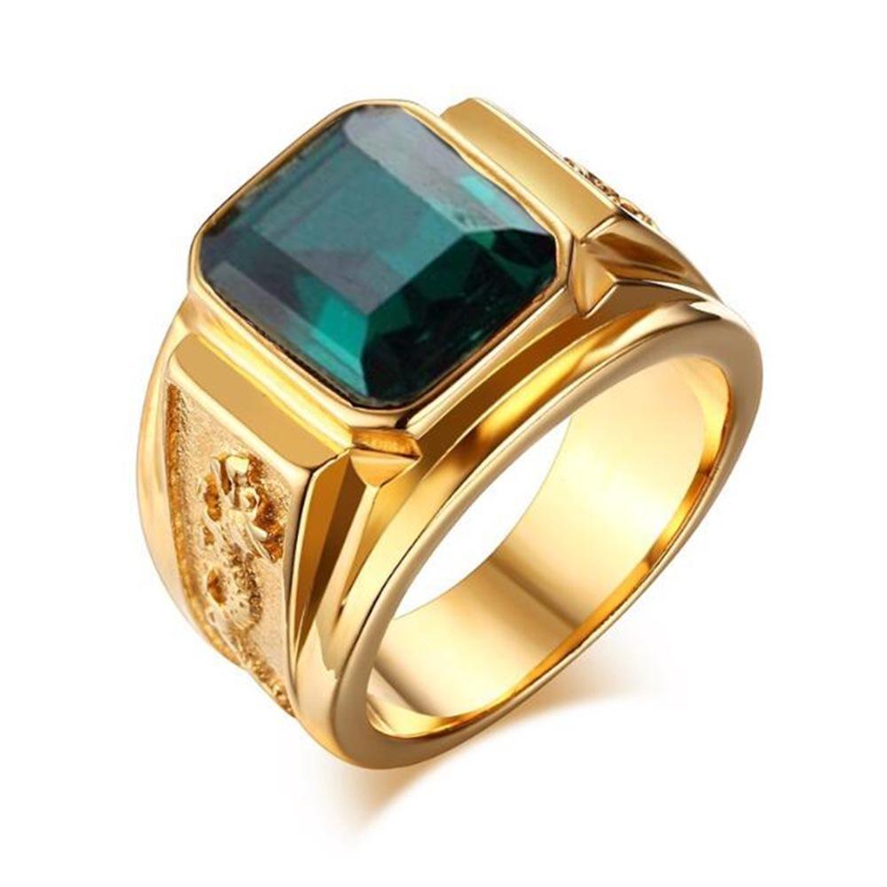 Colorful Gemstone Dragon Totem Men's Fashion Bracelet Ring