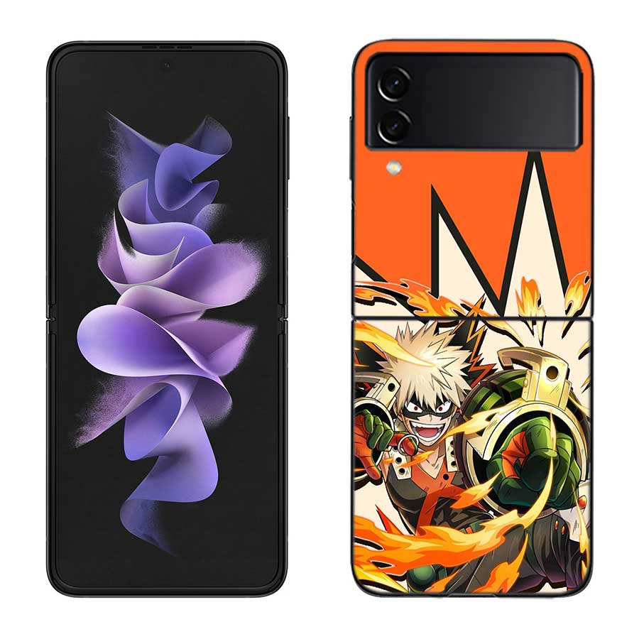 My Hero Bakugou Katsuki Phone Case For Samsung Z Flip 7 6 5G Galaxy Z Flip 5 4 3 Black Hard Cell Cover Luxury PC Shell Coque