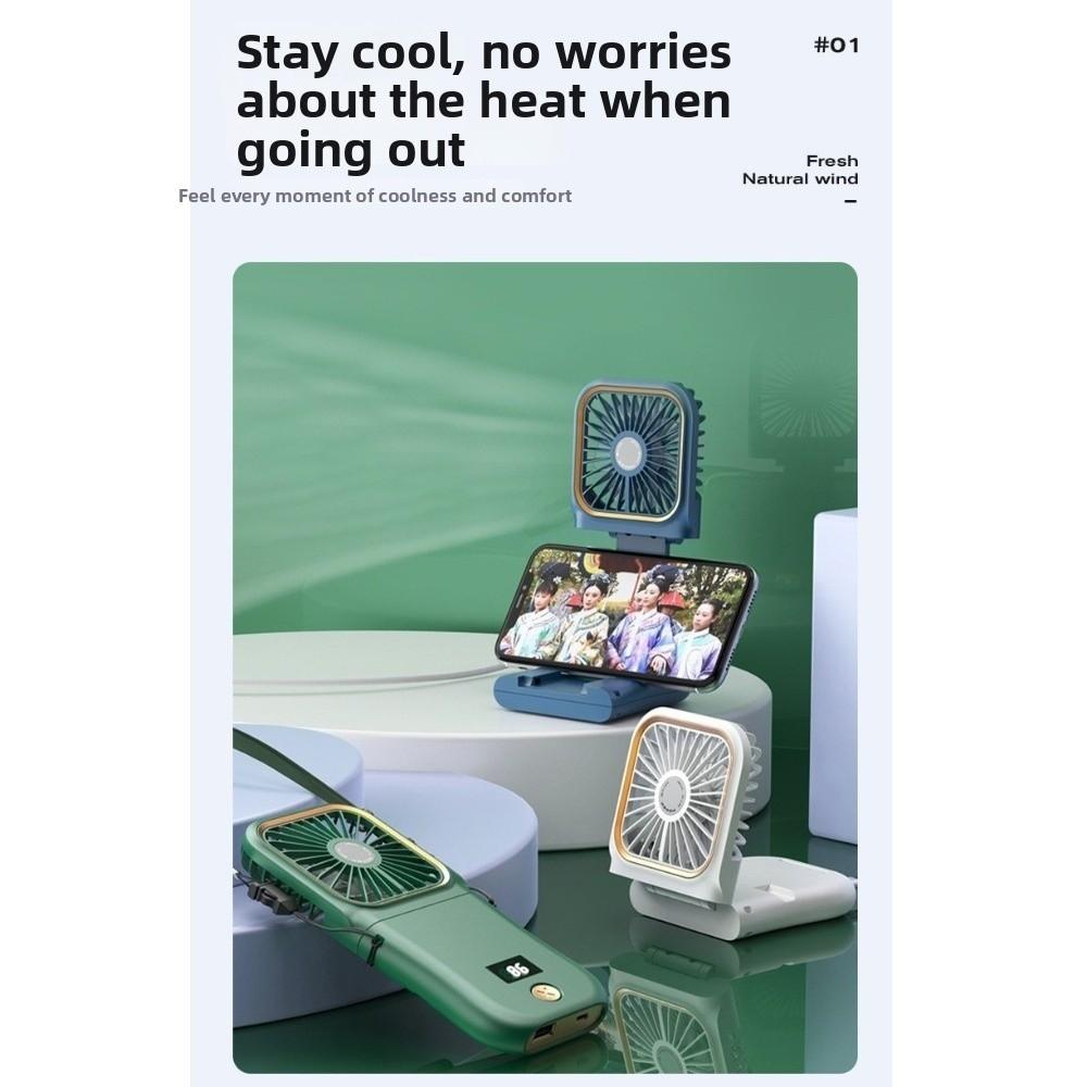Digital Display Foldable Neck Fan Mini Desktop Air Cooling Fan Portable Handheld Fan  Outdoor Use