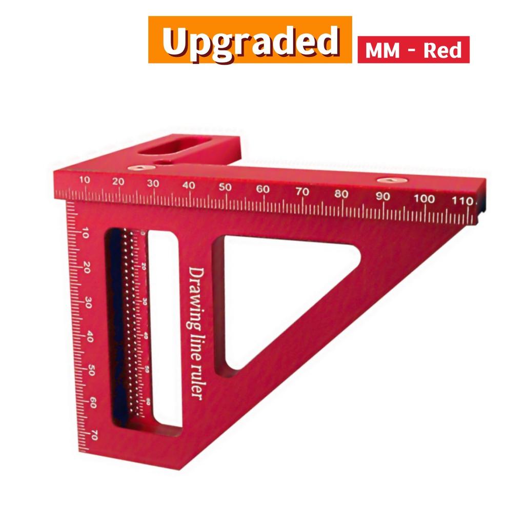 Upgraded Carpenter Square Aluminum Miter Triangle Ruler Precision Hole Scriber Woodworking Square Protractor 45/90 Degree Layout