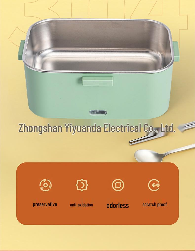 Dual-Use Portable Electric Heating Lunch Box for Car and Home - Water-Free Insulation, Plug-In Design.