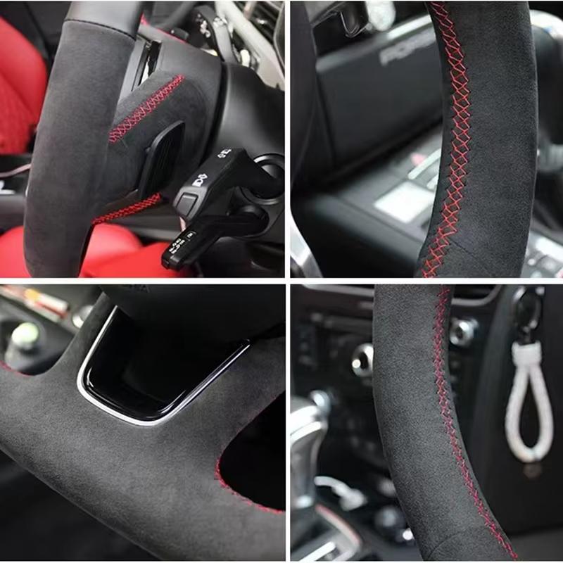 Car Steering Wheel Cover Soft Suede For BMW E39 E46 325i E53 X5 Auto Interior Accessories DIY Car Steering-Wheel Cover Wrap