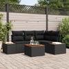 VidaXL 5-Piece Garden Sofa Set with Cushions Poly Rattan Black Acacia 3348079