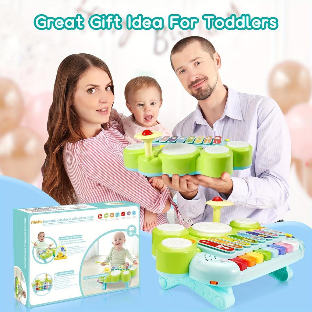 Electronic Xylophone Game Drum Music for Infants,Early Education,Cognitive Development,Perfect As a Christmas Gift Present for Ages 0-3 Non-Electric