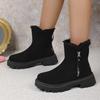 Large-sized,Fleece and Thickened Cotton Shoes for Women's 2025 Winter New Style Fashionable Round-toed Thick-soled Women's Boots