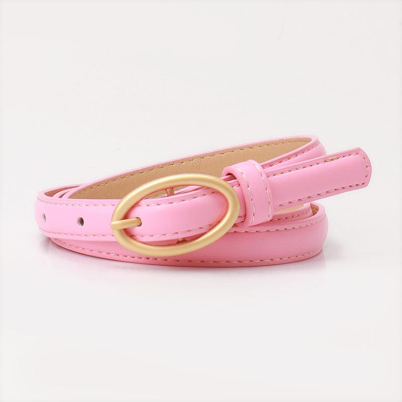 Stylish Women's Candy Color Thin Belt with Oval Pin Buckle