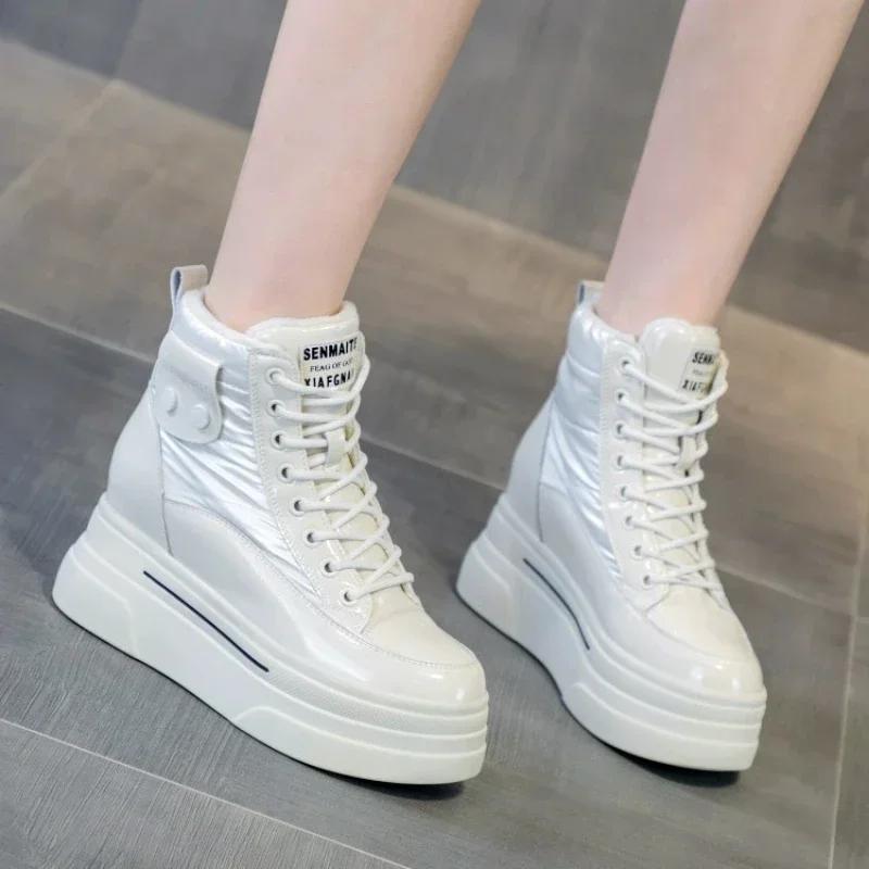 Fashion Women's Snow Boots Chunky High Platform with Laces White Lace-up Shoes for Woman Round Toe Boot Female Sale Plus Warm Comfrtable
