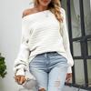 Ladies Fashion Versatile  And Winter Solid Color Warm Long Sleeve Knitted Sweater