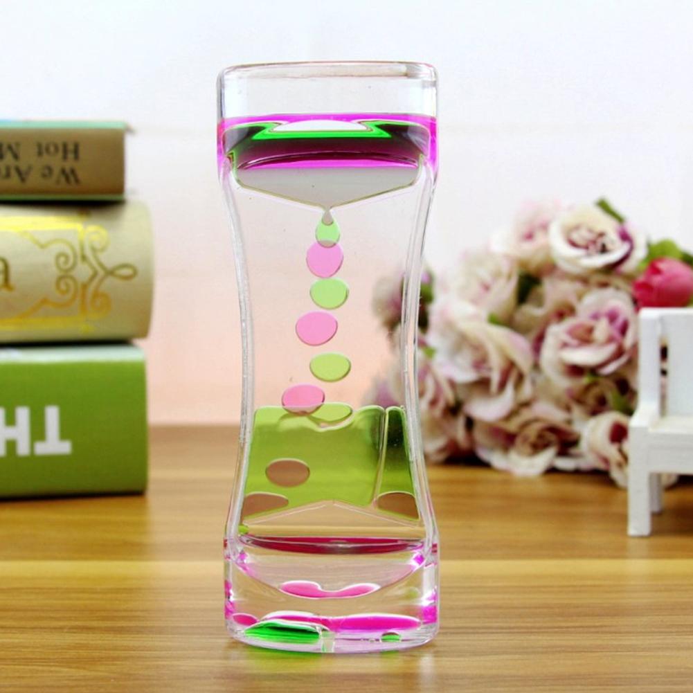 Double Color Sand Hourglasses Colorful Liquid Timer Anxiety Relief Liquid Motion Timer Bubble Timer Oil Hourglaslock Home Decor
