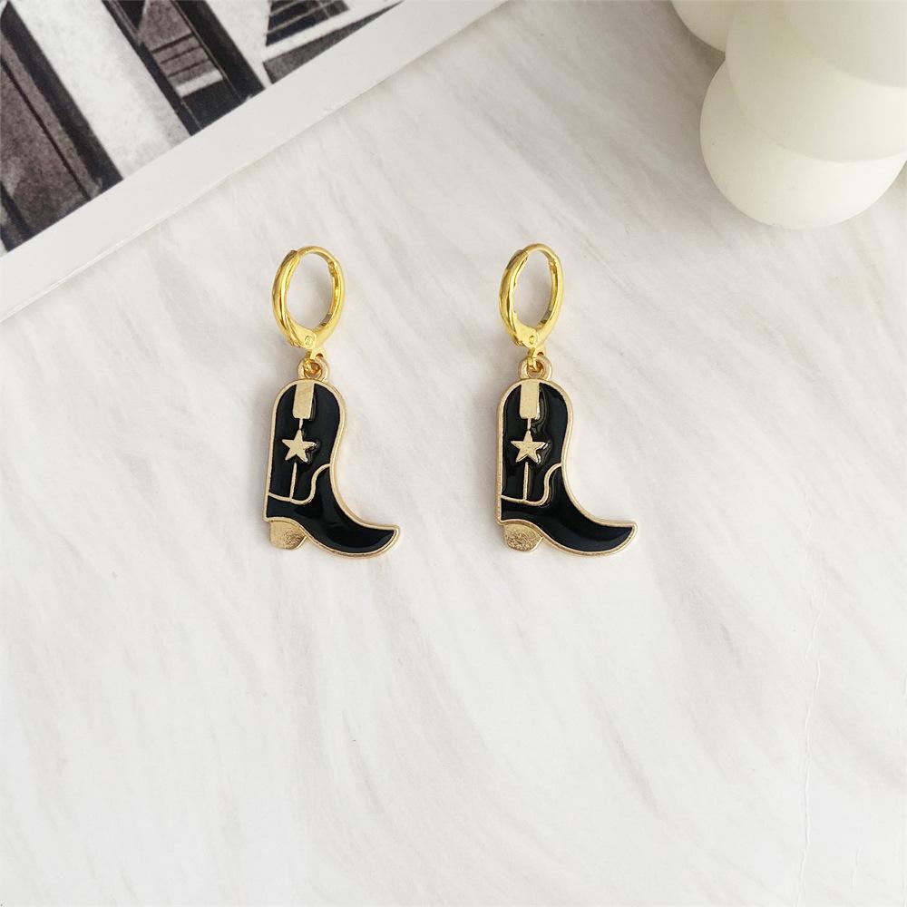 Pinkdudu Vintage Cowboy Hat Zinc Alloy Drop Earring Cute Glass Dripping Boots Hoop Earring Simple Trendy Earring PD2228
