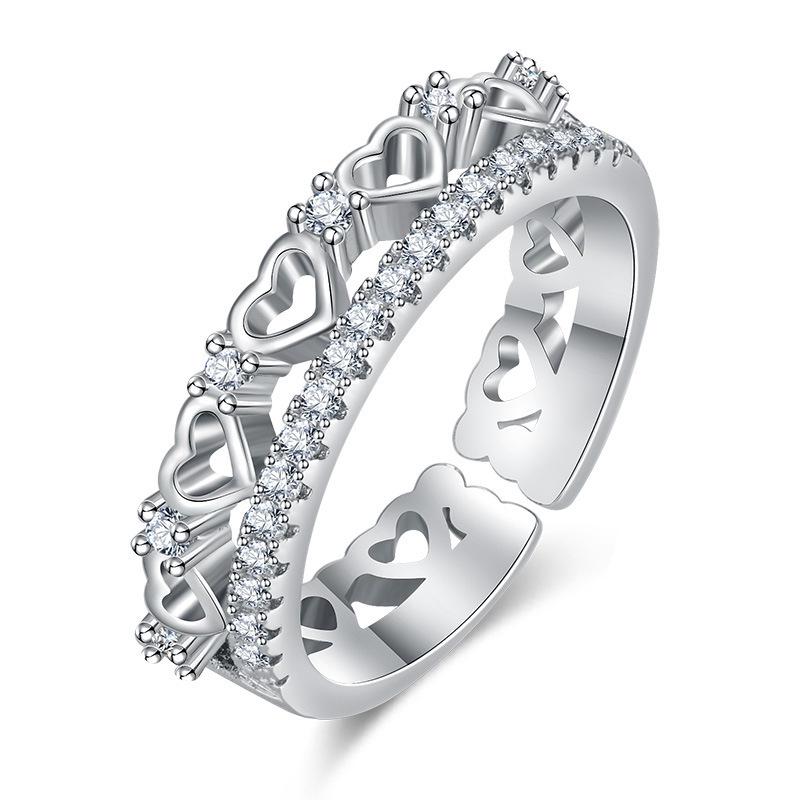 2022 Korean Fashion Women's Diamond Flash Open Ring - Stylish Hollow Design