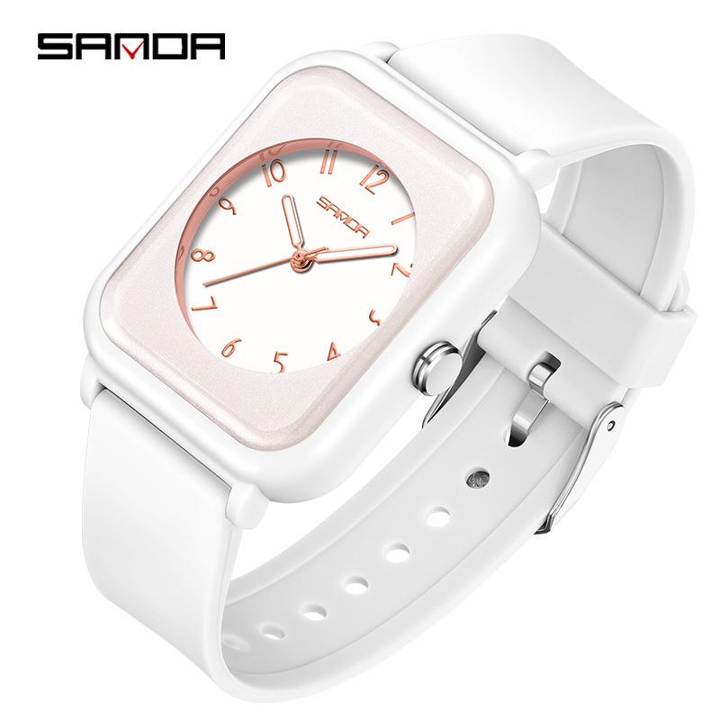 

SANDA Водонепроницаемые Кварцевые Часы Квадратные Повседневные Наручные Часы Hundred розового золота/белый