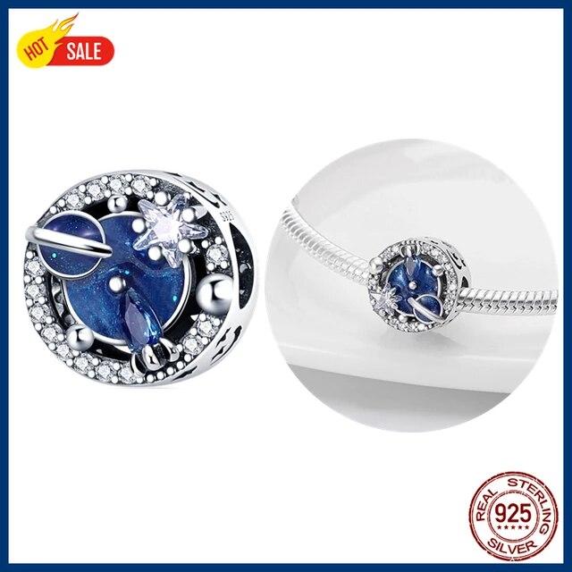 100% 925 Sterling Silver Firefly Charms Evil Eye Air Balloon Blue Charms FitNew Original Bracelet DIY Jewelry Making