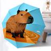 1 stuks Capybara Automatische Vouwparaplu Compact 8 Ribben Ontwerp, Duurzaam IJzeren Frame voor Reizen, Buiten, a0920099