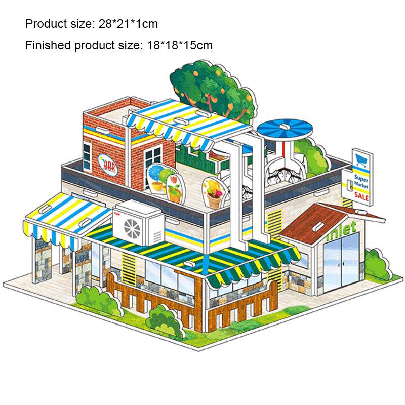 Big Size Children's 3D Paperboard Puzzle House Villa Castle Building Model for Kids Handmade DIY Assembly Puzzle Toys Gift