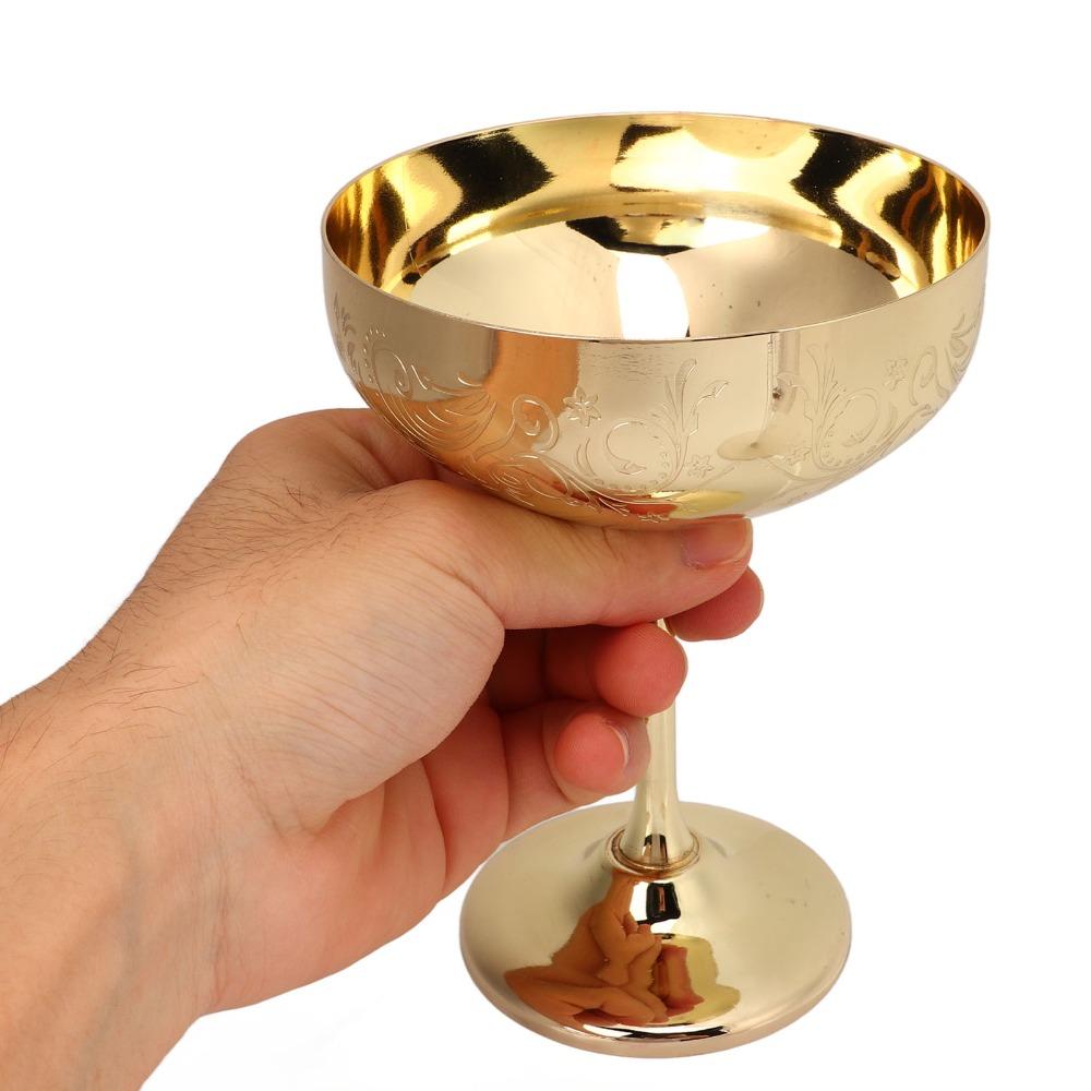 Flower Spike Design Stainless Steel Goblet Engraved Design Wine Cup Martini Glass Camping Pool