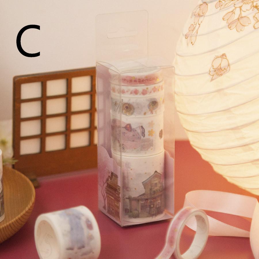 

5 Rolls/box Washi Tape Set March Cherry Series Creative Hand Diary DIY Decoration Paste 5 Rolls Washi Tape Lot LS C