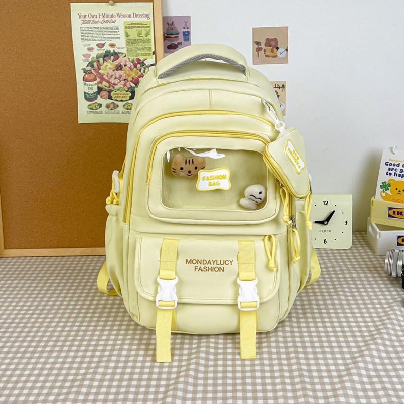 Spring New Student Backpack Japanese Solid Color Small Fresh Junior and Senior High School Student Bag Large Capacity Backpack.