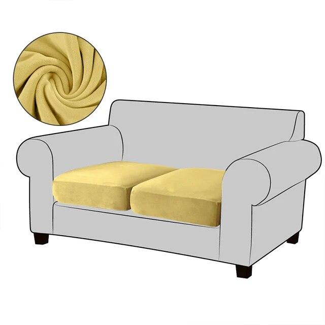 White Velvet Sofa Seat Cushion Cover Elastic for Living Room Corner Couch Cover Stretch Sofas Case Seat Slipcover 1/2/3/4 Seater