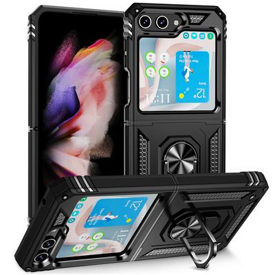 Für Samsung Z Flip 5 4 3 Flip4 Flip3 Stoßfestes Klapppanzergehäuse für Samsung Galaxy Z Flip 5 Flip5 5G Ständerhalter-Ringabdeckung