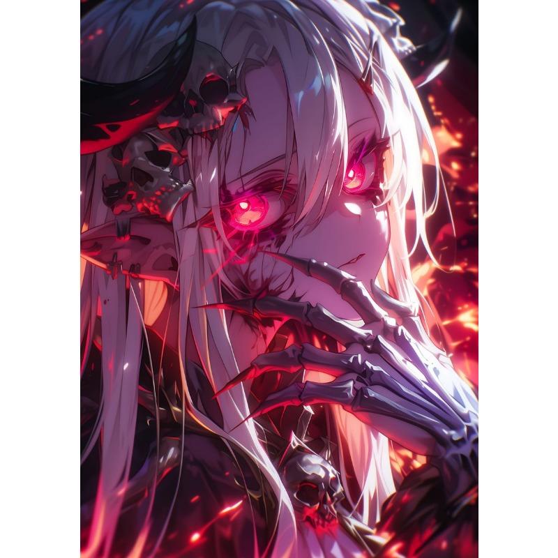 Fantasy Magical World Gothic Cool and Cute Character Aesthetics Anime Girl Canvas Painting Art for Wall Manga Game Room Decor