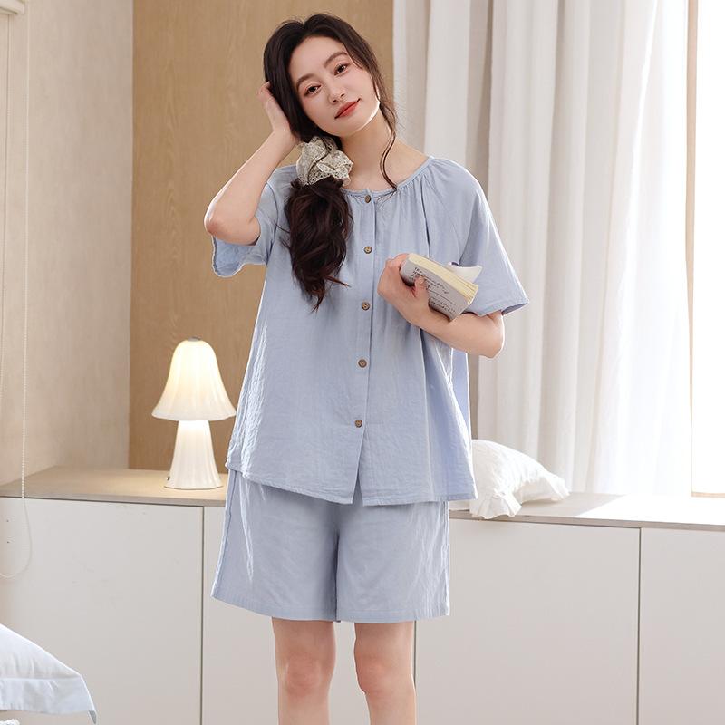 Pajamas women's summer pure cotton short-sleeved shorts thin casual relaxation cotton large size can be worn outside loungewear set