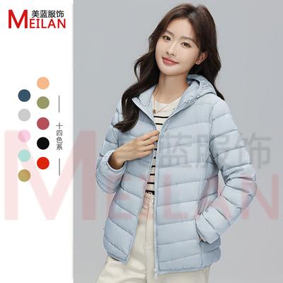 Down Women's Hooded Down Jacket Women's Light and Thin Short Large Size Light Jacket Down Jacket Batch