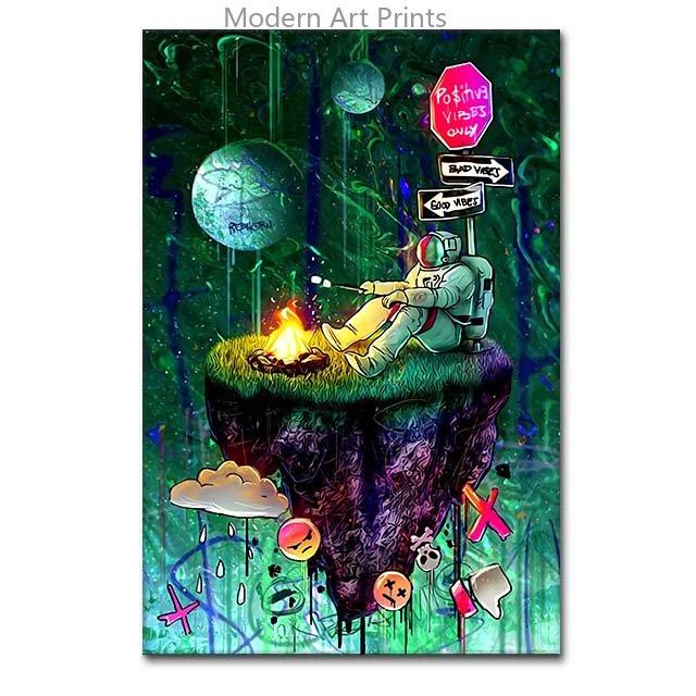 Cool Space Astronaut Canvas Painting Street Graffiti Posters and Prints Wall Art Pictures For Living Room Home Decor Unframed