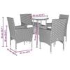 VidaXL Garden Dining Set and Cushions 5 Pcs Black Rattan Acacia 3278730