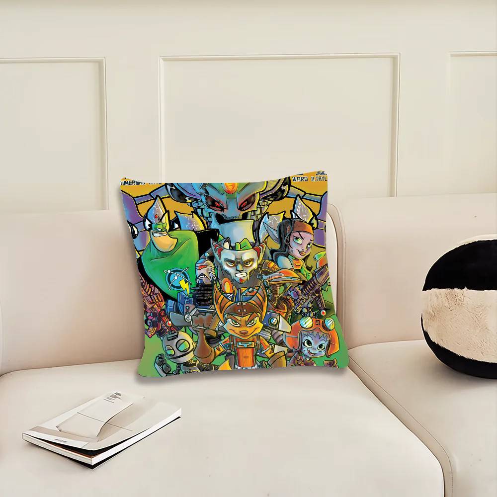 Adventure Game R-Ratchet C-Clank Vintage Pillow Case Sofa Cushion Cover Room Home Decoration