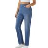 Women's Straight Leg Jeans Pull-On High Waisted Cropped Denim Pants Stretchy Ankle Jeans for Daily Wear Outings