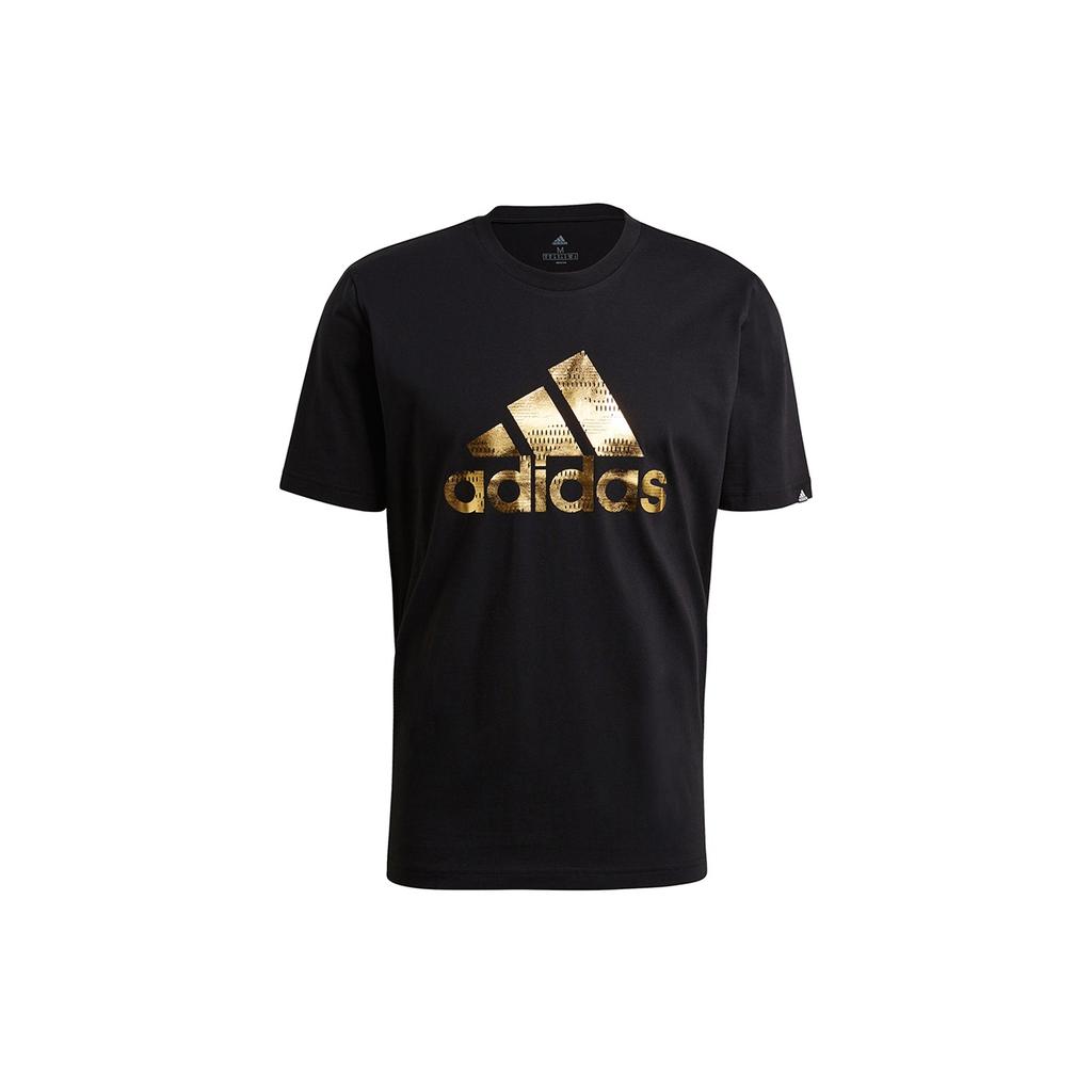 adidas M Fl Lg T Bronzing Logo Printing Sports Short Sleeve Black Men's GV2913