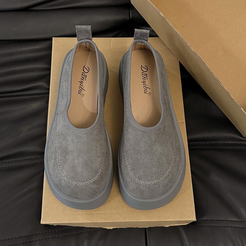 

Туфли на платформе-маффине женские весенне-летние новые маленькие ретро с увеличением высоты с мелким вырезом Мэри Джейн одинарные туфли 40 серый