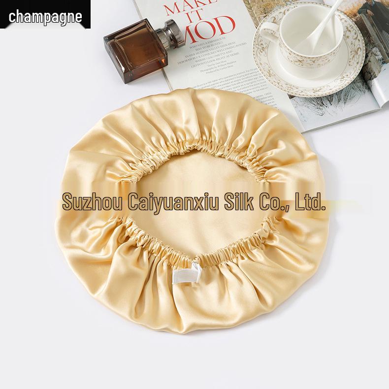 

Регулируемая шапочка для послеродового ухода за волосами из 100% шелка тутового дерева крепдешина - Двухслойная шапочка для сна для женщин One Size