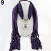 Women Fashion Soft Bead Tassels Scarf with Love Heart Charm Pendant Accessory
