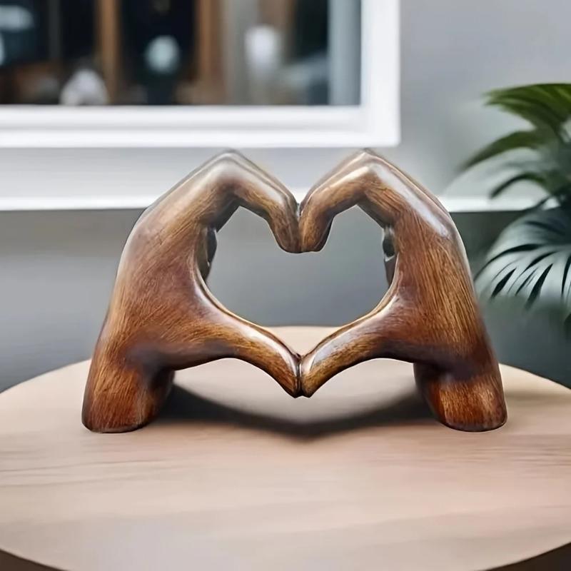 1pc Resin Heart-shaped Handmade Sculpture Decoration Statue Love Art Family Office Bookshelf Living Room Decoration Gift