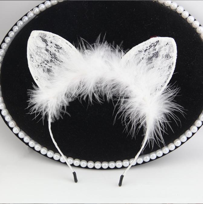Korean Cute Lace Cat & Bunny Ears Headband - Cosplay & Makeup Hair Accessory