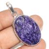 Charoite 925 Silver Plated Pendant 1.8" Eye Catching Design Most Beautiful U0t49