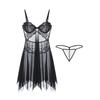 Women's Sheer Mesh Underwire Push Up Cami Sleep Dress Costume Lingerie Set