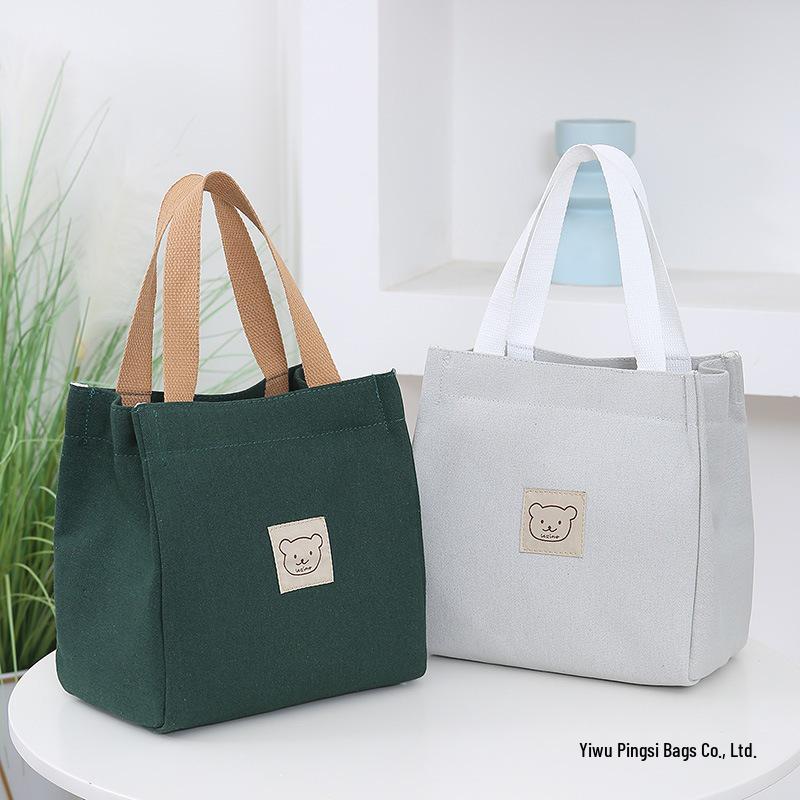 2024 Originale japanische Canvas-Tragetasche mit Reißverschluss - Vielseitige Damen-Eimer-Tasche für Bento-Lunchboxen