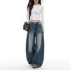 Women's Low Waist Wide Leg Jeans Loose Fit Casual Vintage Straight Denim Pants