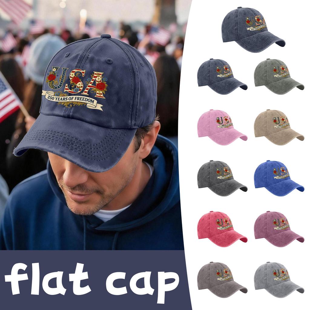USA 250 Years of Freedom Baseball Cap Vintage Style Embroidered Adjustable Dad Hat Cotton Unstructured Cap
